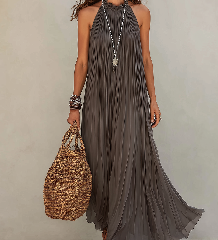 LIRA | Maxi Kleid Halter Plissé Hall