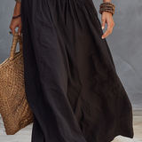 SELENA | Maxi Üksõlgne Must Kleid