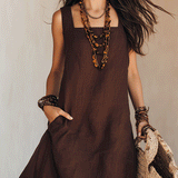 NOEMI | Midi Linas Boho Tikandiga Kleid