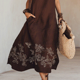 NOEMI | Midi Linas Boho Tikandiga Kleid