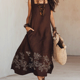 NOEMI | Midi Linas Boho Tikandiga Kleid