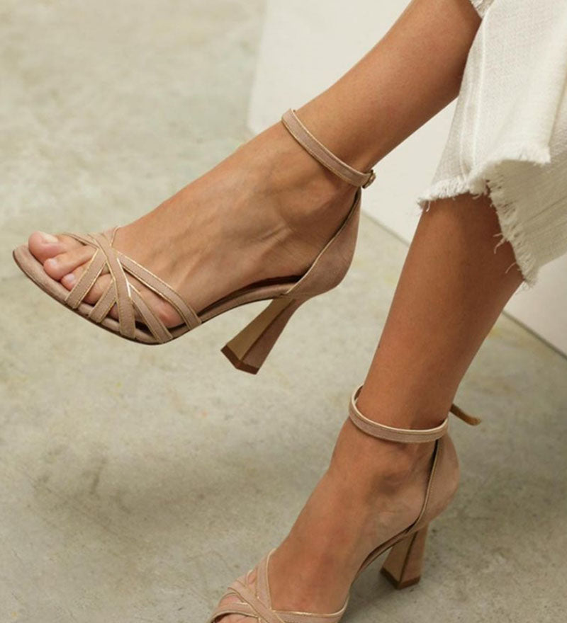 Elviera™ | Ümarate Varvaste ja Kitsaste Kontsadega Patšwork Sandaalid