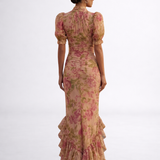 Rosario | Pikk lilleline chiffon kleit