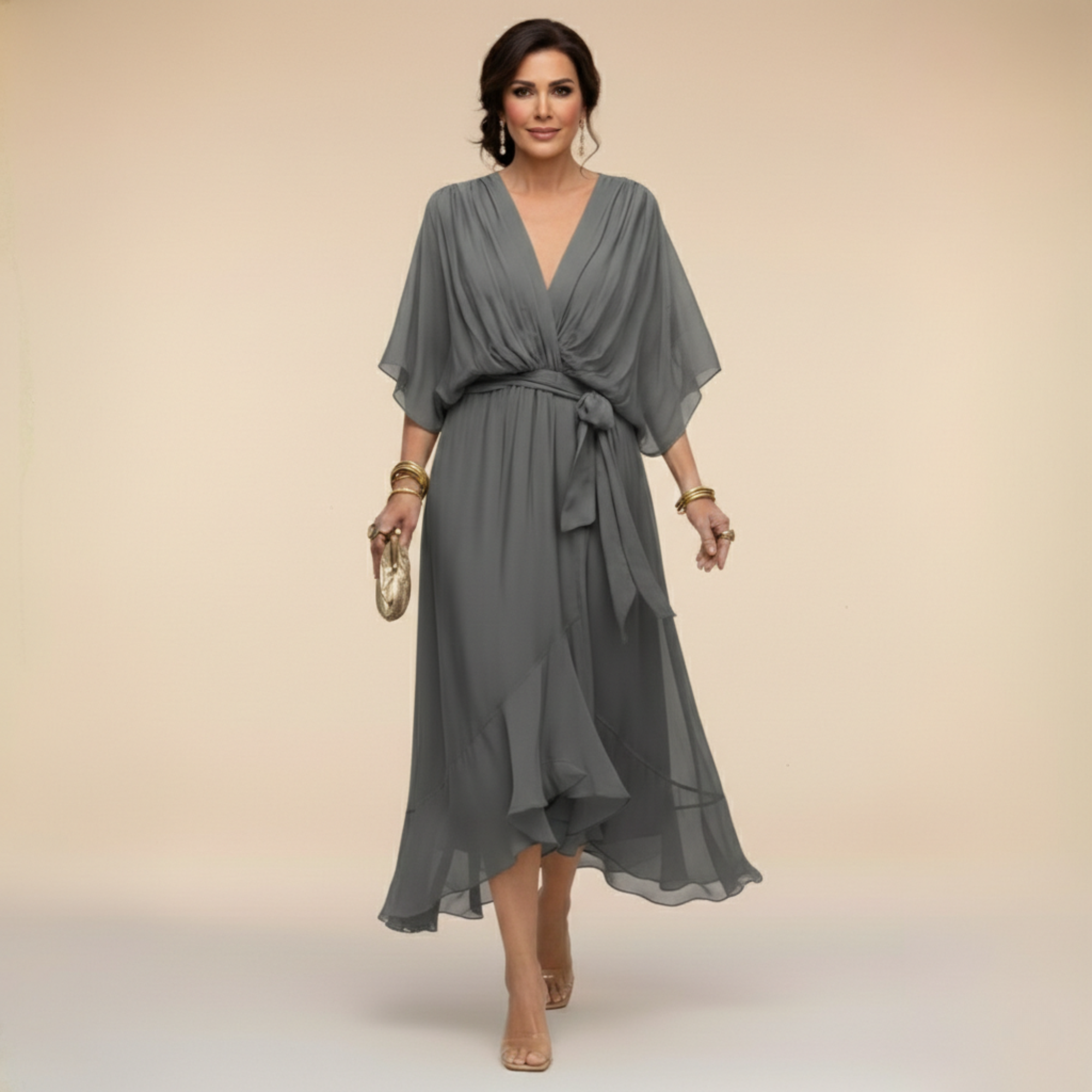 Marta™- V-kaelusega Chiffon Kleit