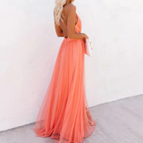 Helena – Elegantne Koralltoonis Maxikleit