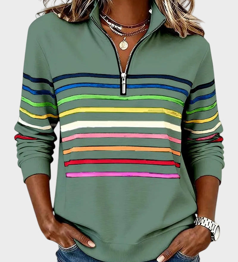 Jana - Tõmblukuga Kampsun Vikerkaaretriipudega