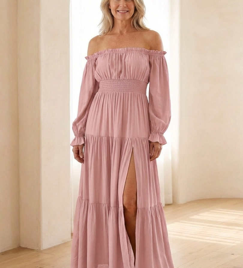 Adira | Õlavarrega Smock-Maxikleid