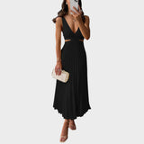 Katarina - Elegantne V-kaelusega Plisseeritud Kleit