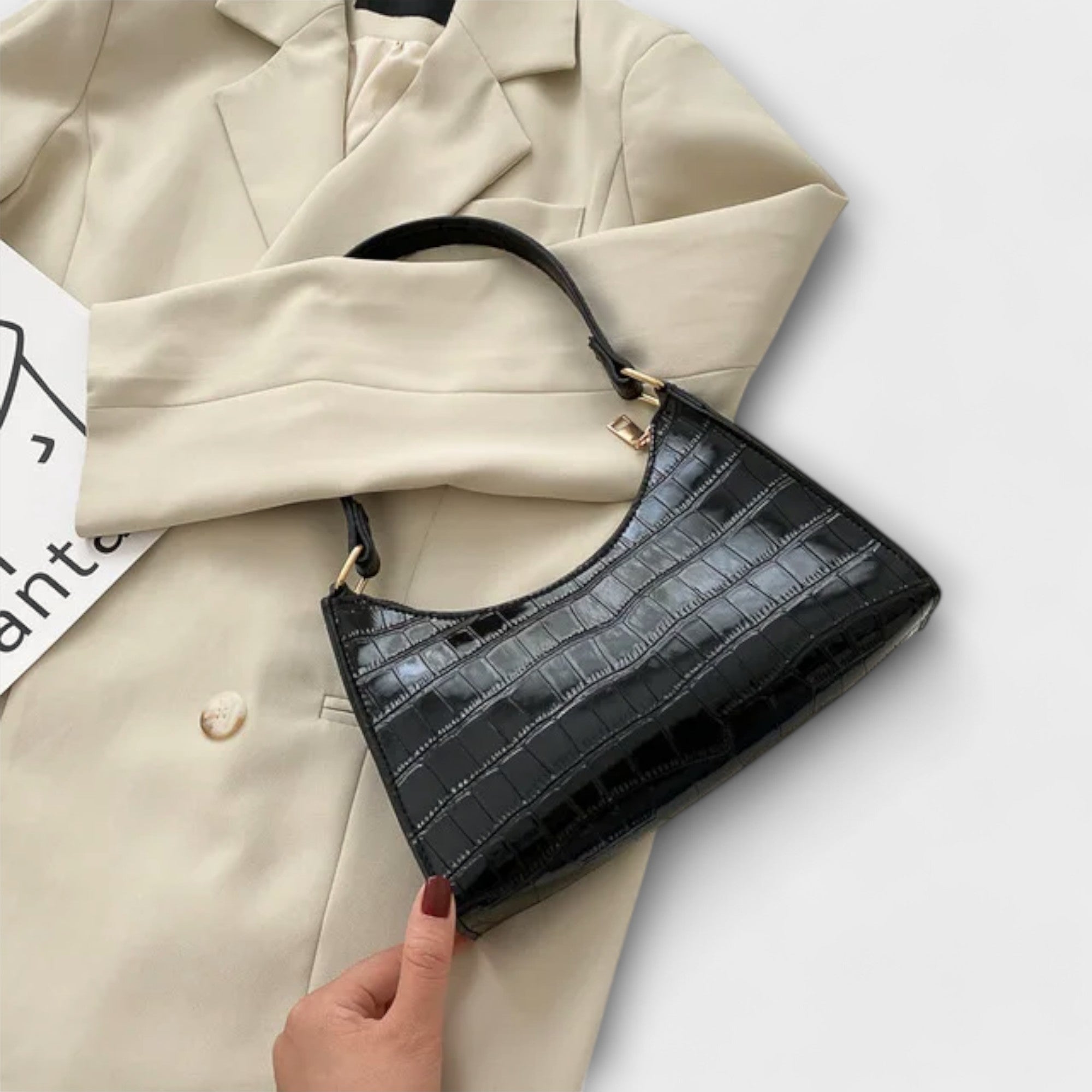 Bernarda - Elegantne Läikiv Nahk Kott