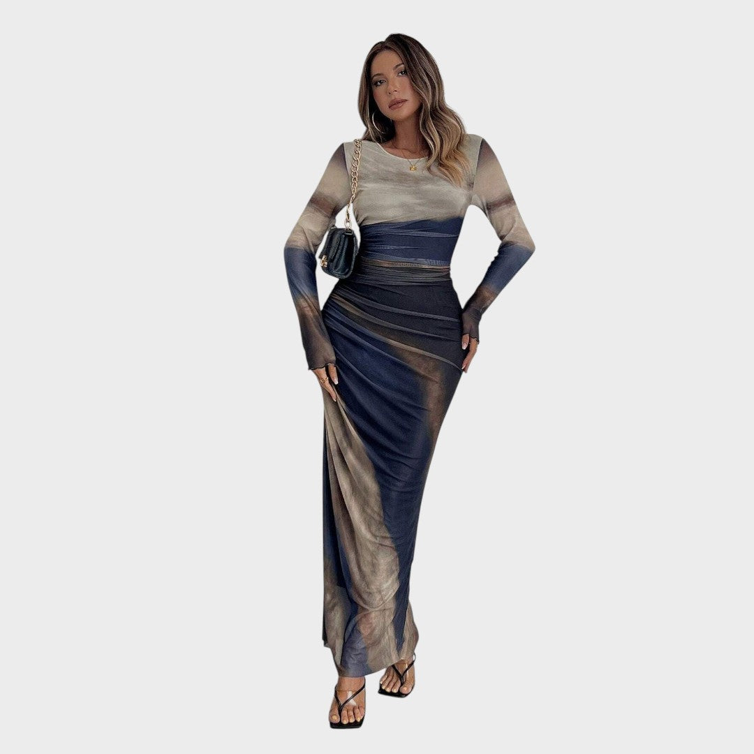 Antonija - Elegantne pikkade varrukatega pikk kleit