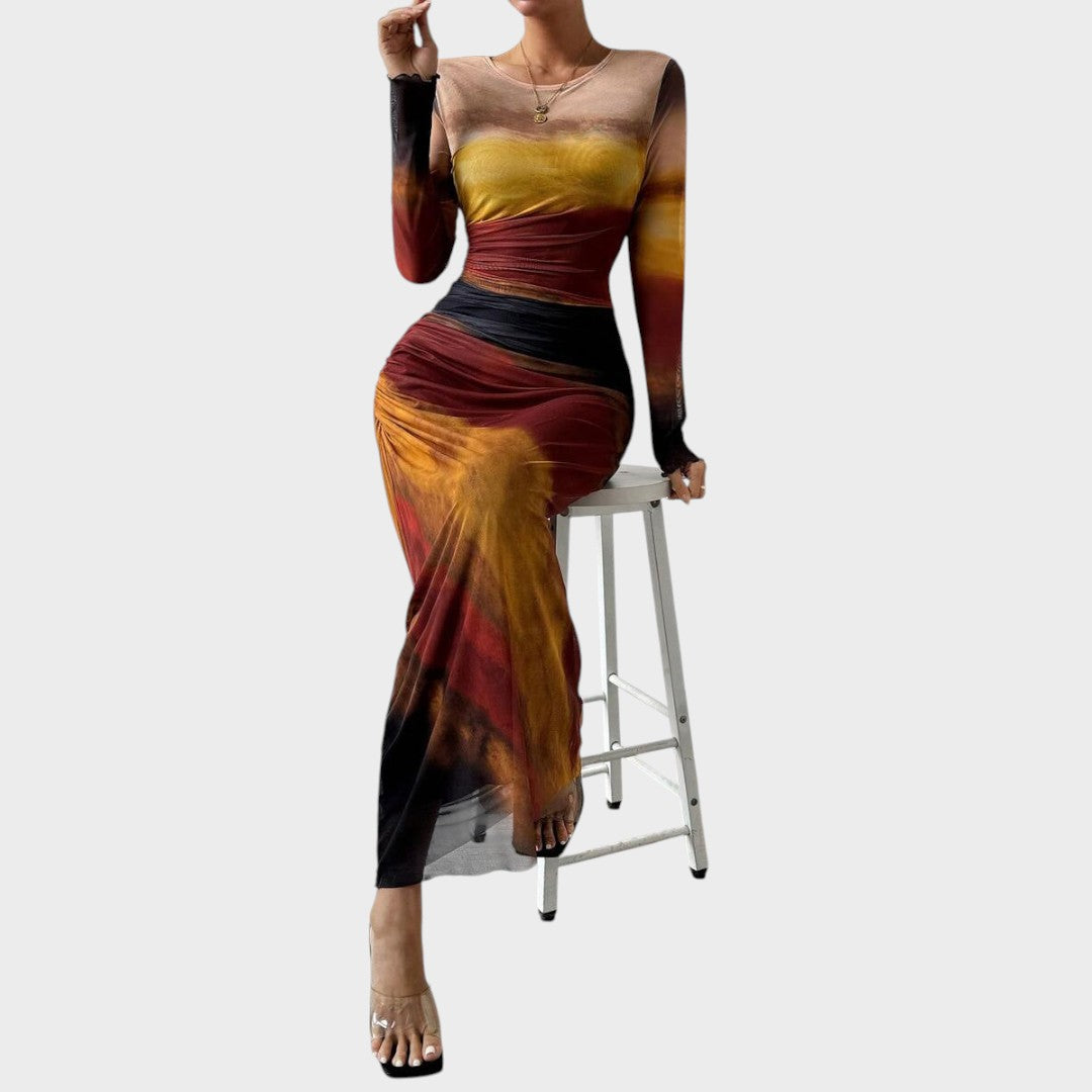 Antonija - Elegantne pikkade varrukatega pikk kleit