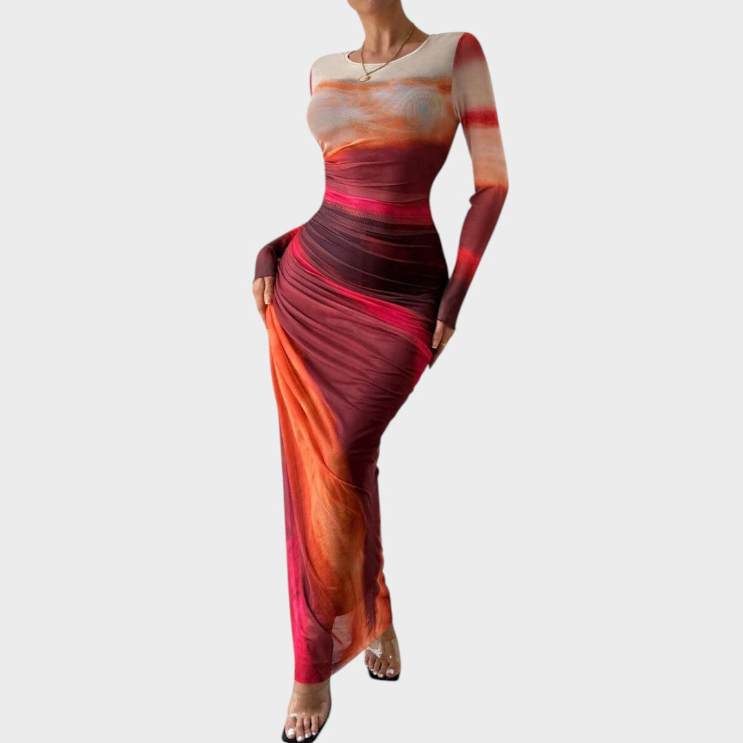 Antonija - Elegantne pikkade varrukatega pikk kleit