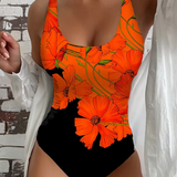Lucy - Elegantne ühekordne ujumistrikoo lillemustriga