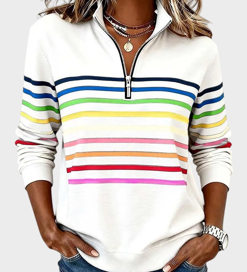 Jana - Tõmblukuga Kampsun Vikerkaaretriipudega