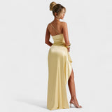 Ariel - Asümmeetriline Satiin Kleid Lemon