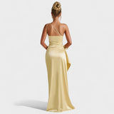 Ariel - Asümmeetriline Satiin Kleid Lemon