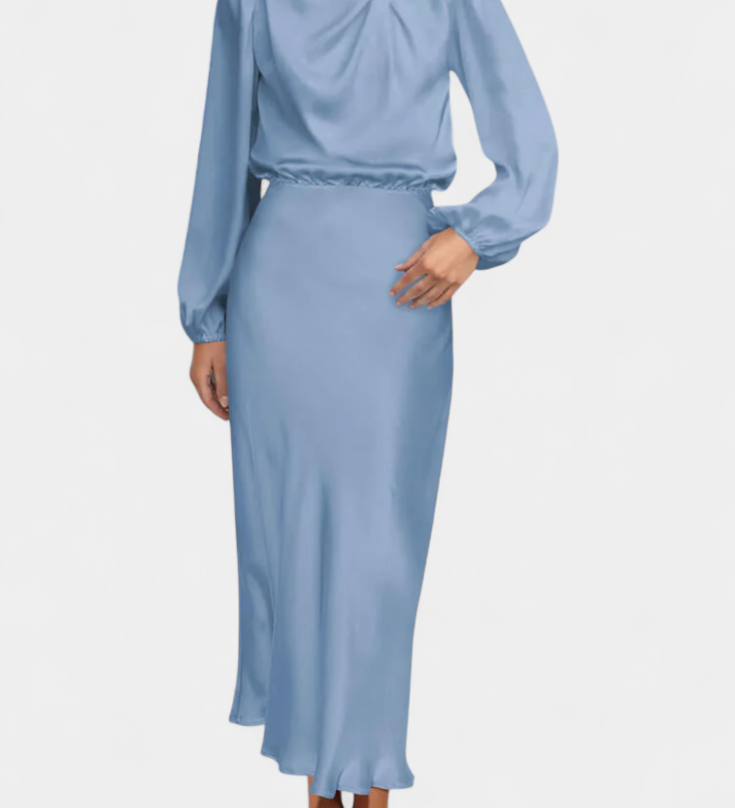 Cecila - Lillemustriga Maxi Kleit Kõrge Kraega