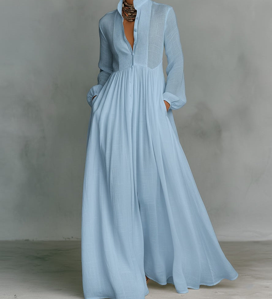 Lina | Minimalistlik Maxi-Kleit Mao Kraega