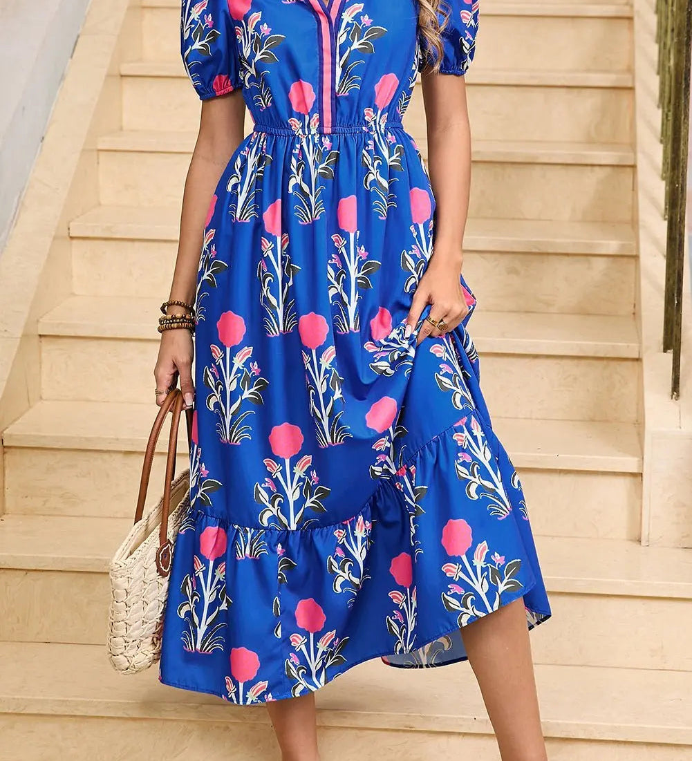 Tessa | Boho Midi-Kleit Volandi ja Puffvarrukatega