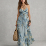 ELISA | Maxi Slip Kleid Floreale Azzurro