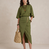 MARTA | Midi Boho Kleidid Oliiviroheline