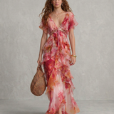 LUNA | Boho lilleline kleit volangidega