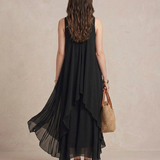 NOEMI | Maxi Kleid Boho Kihtidega Šifoon Must