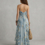 ELISA | Maxi Slip Kleid Floreale Azzurro