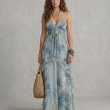 ELISA | Maxi Slip Kleid Floreale Azzurro