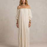 ISABELLA | Maxi Kleid Boho Plisseeritud Ebe