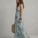 ELISA | Maxi Slip Kleid Floreale Azzurro