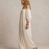 ISABELLA | Maxi Kleid Boho Plisseeritud Ebe