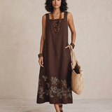 NOEMI | Midi Linas Boho Tikandiga Kleid
