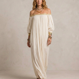 ISABELLA | Maxi Kleid Boho Plisseeritud Ebe