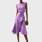 Katarina - Asümmeetriline Midi Kleid Unikaalse Kujundusega