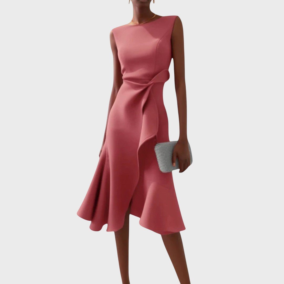 Katarina - Asümmeetriline Midi Kleid Unikaalse Kujundusega