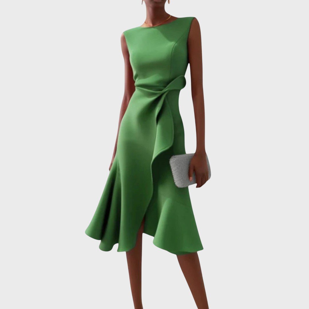 Katarina - Asümmeetriline Midi Kleid Unikaalse Kujundusega