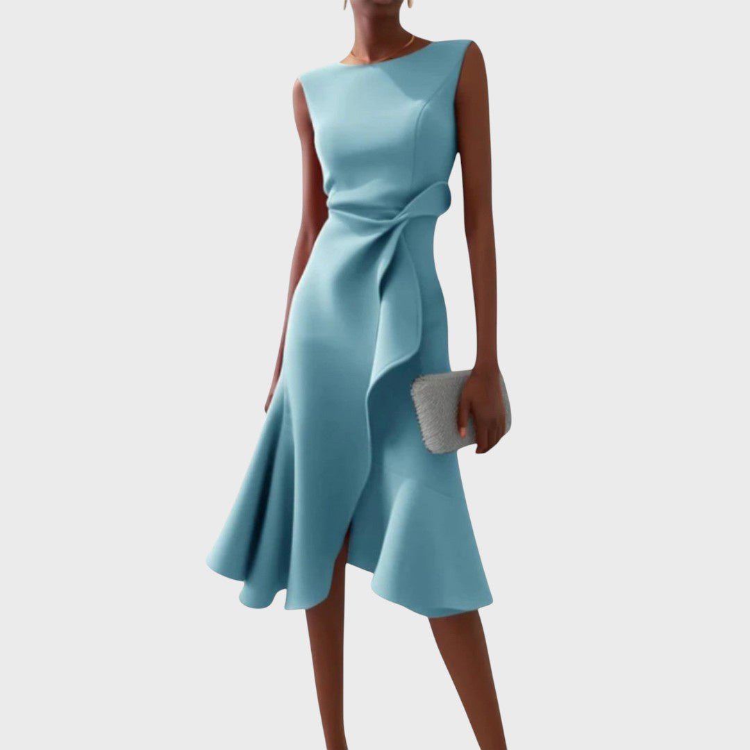 Katarina - Asümmeetriline Midi Kleid Unikaalse Kujundusega