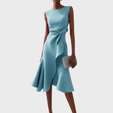 Katarina - Asümmeetriline Midi Kleid Unikaalse Kujundusega