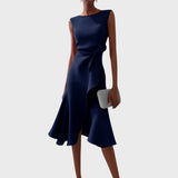 Katarina - Asümmeetriline Midi Kleid Unikaalse Kujundusega