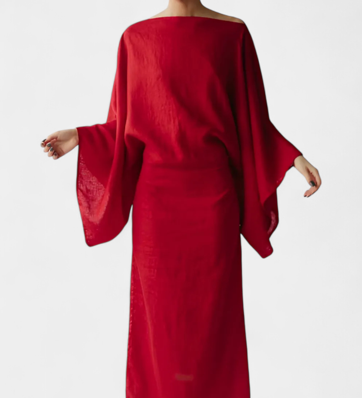 Filipa - Villane ja puuvillane kimono kleit koos vööga