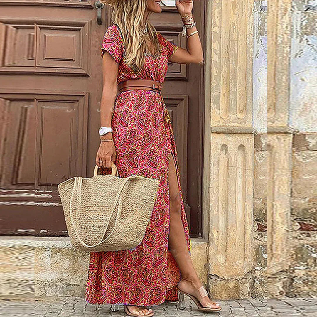 Justine | Pikk Boho-Kleit vööga