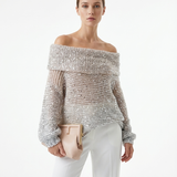 Ühe Õla Detailiga Sädelustega Kootud Pullover